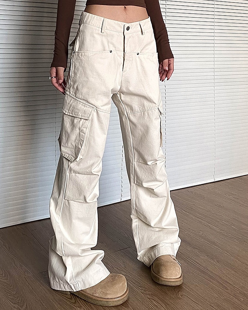 Per donna Pantaloni Cargo Pantaloni Moda Streetwear Lunghezza intera Naturale Tinta unita Tasca Confortevole Micro-elastico Sport & Outdoor Abbigliamento quotidiano Nero Beige Estate Primavera del 2026 a $29.99 –P1
