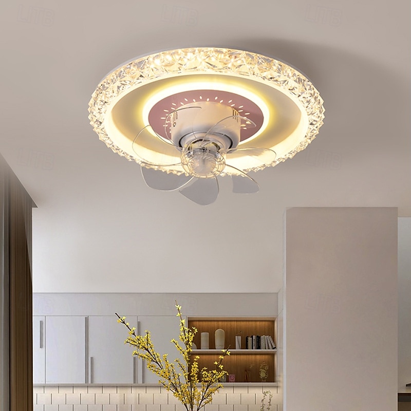 plafondventilator met verlichting ronde ventilatorlamp met afstandsbediening led hanglamp ventilator voor woonkamer eetkamer plafondlamp 2025 - $236.19 –P3