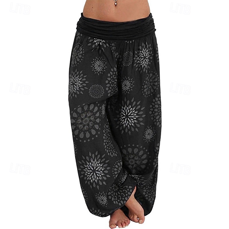 Dam Byxor Harem byxor Palazzo byxor Mode Boho Fullängd Medium Midja Mönster Elastisk midja Bekväm Microelastisk Gata Dagliga kläder Utekväll Svart Gul Armégrön Marinblå Sommar Vår Normal 2025 - $19.99 –P5