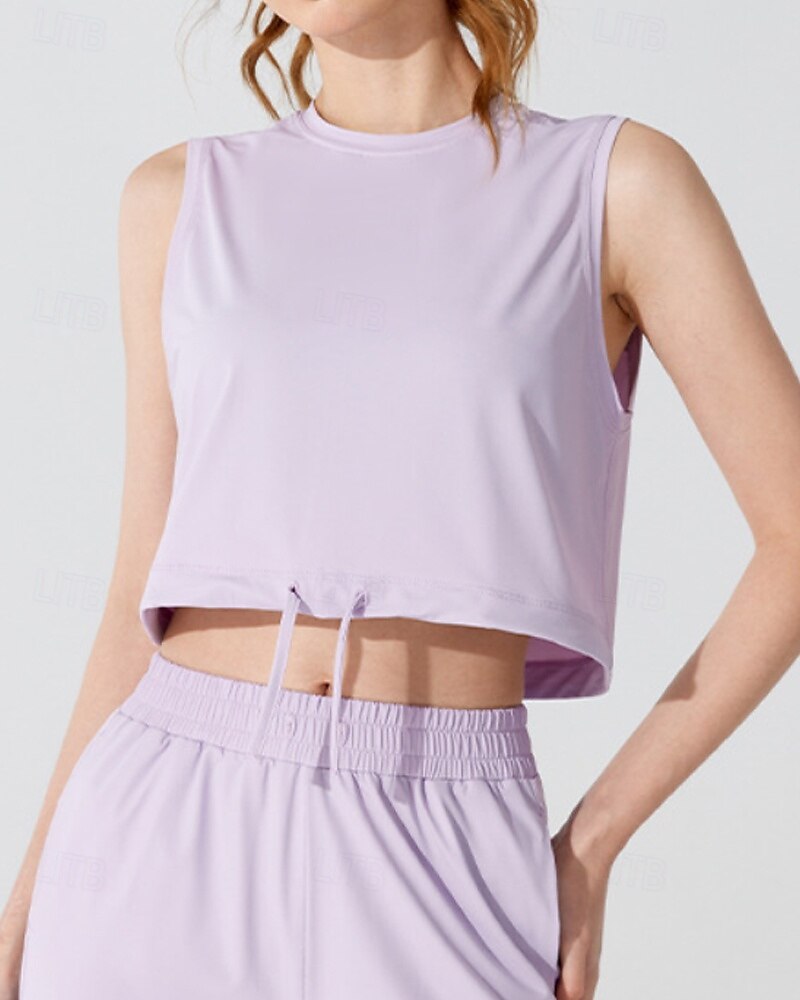 Dam Linne för jogging Snörning Lättvikt Ärmlös Överdelar UPF 50 Solskydd Snabb tork Vekefukt Pilates Löpning Yoga Sportkläder Sportkläder Solid färg Ljusgul Svart Vit 2025 - $14.39 –P4