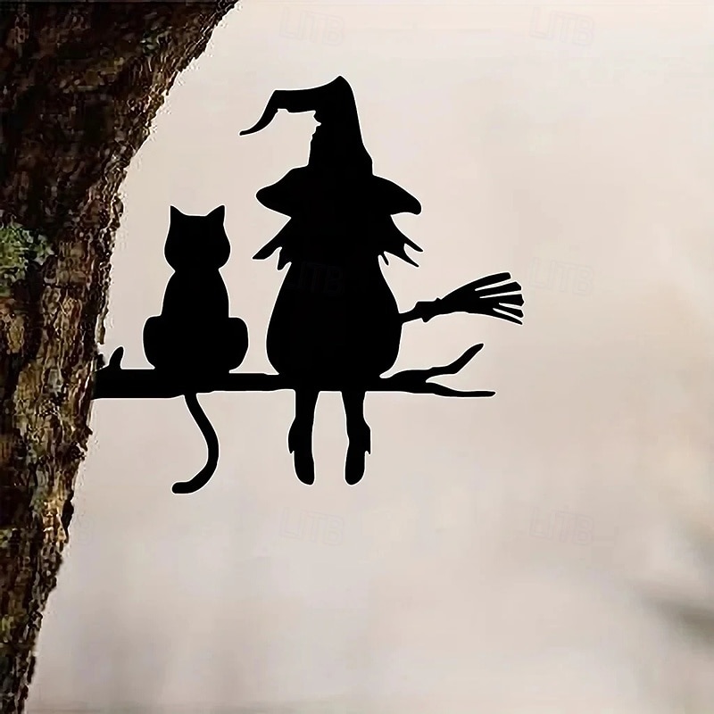 Decoração de jardim de Halloween com silhueta de metal, bruxa fofa e gato, estaca de jardim de metal à prova d'água, decoração de arte de jardim ao ar livre de Halloween de 2026 por $12.49 –P3