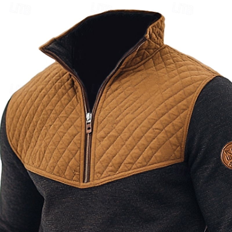 Homens Moletom Moletom com zíper Marron Meio Zíper Bloco de cor Patchwork Textura Desportos e Ar livre Diário Feriado Poliéster Roupa de rua Retro Básico Primavera Outono Roupa Moletons Moletons de 2025 por $30.99 –P2