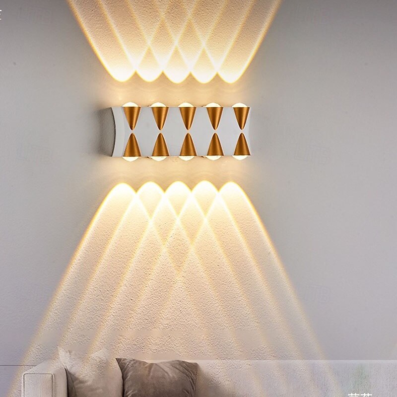 Lampada da parete a LED per esterni 10W, illuminazione up/down, per interni, 4/6/8/10 teste, curva, impermeabile, IP65, lampada da camera da letto moderna, luce bianca calda, AC85-265V del 2025 a $46.99 –P9