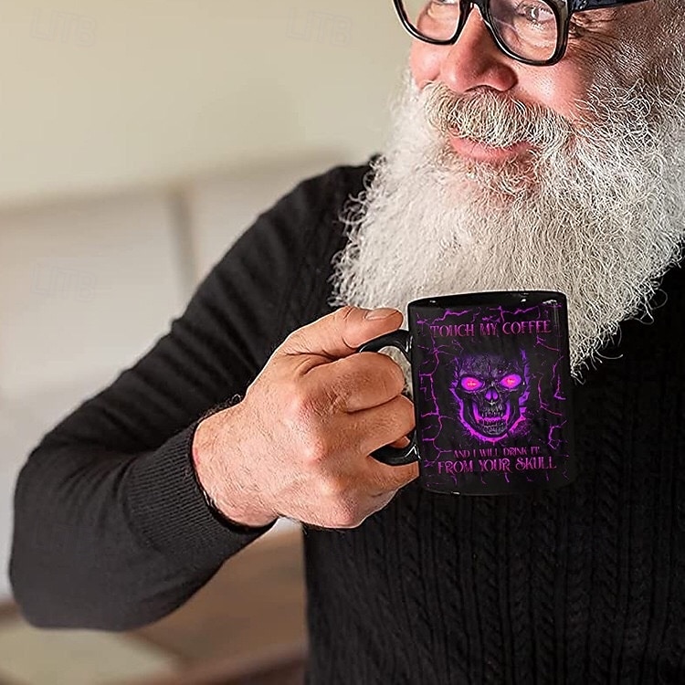 halloween ajándék bögre, 3D koponya fekete kerámia kávésbögre 330ml/12oz, ijesztő halloween bögre férfiaknak és nőknek, gótikus horror csontváz bögre partira, otthonra vagy ajándékba 2025 - $8.49 –P10
