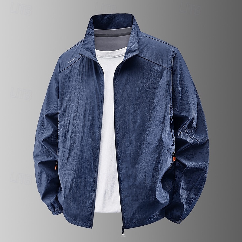 Hombre Chaqueta ligera Exterior Casual Portátil Protección solar UV Bolsillo Verano Primavera Otoño Color sólido Activo Vintage Cuello Vuelto Regular Gris oscuro Blanco Azul Marino Gris Ligero Verde 2026 - $18.49 –P8