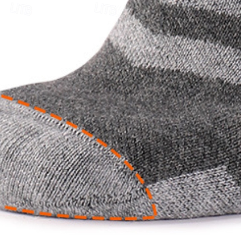 1 Pair Men's Women's merino wool socks Hiking Socks Sports Socks Thermal Warm Breathable Anti Blister Thick Outdoor Over The Calf Patchwork Merino Wool Dark Grey Black Pink for Ski / Snowboard 2025 - $17.59 –P10