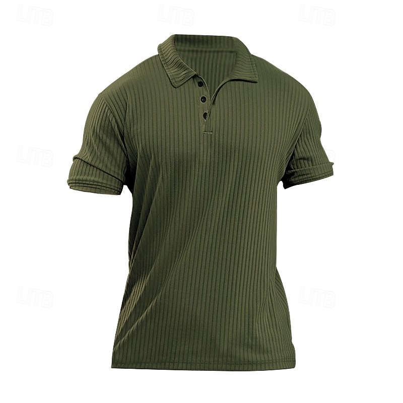 Homens Camisa polo de algodão Camisa de golfe Casual Esportes Lapela gola pólo com nervuras Manga Curta Moda Básico Tecido Clássico Verão Primavera Todas as Estações Normal Preto Branco Verde cáqui de 2025 por $21.99 –P2