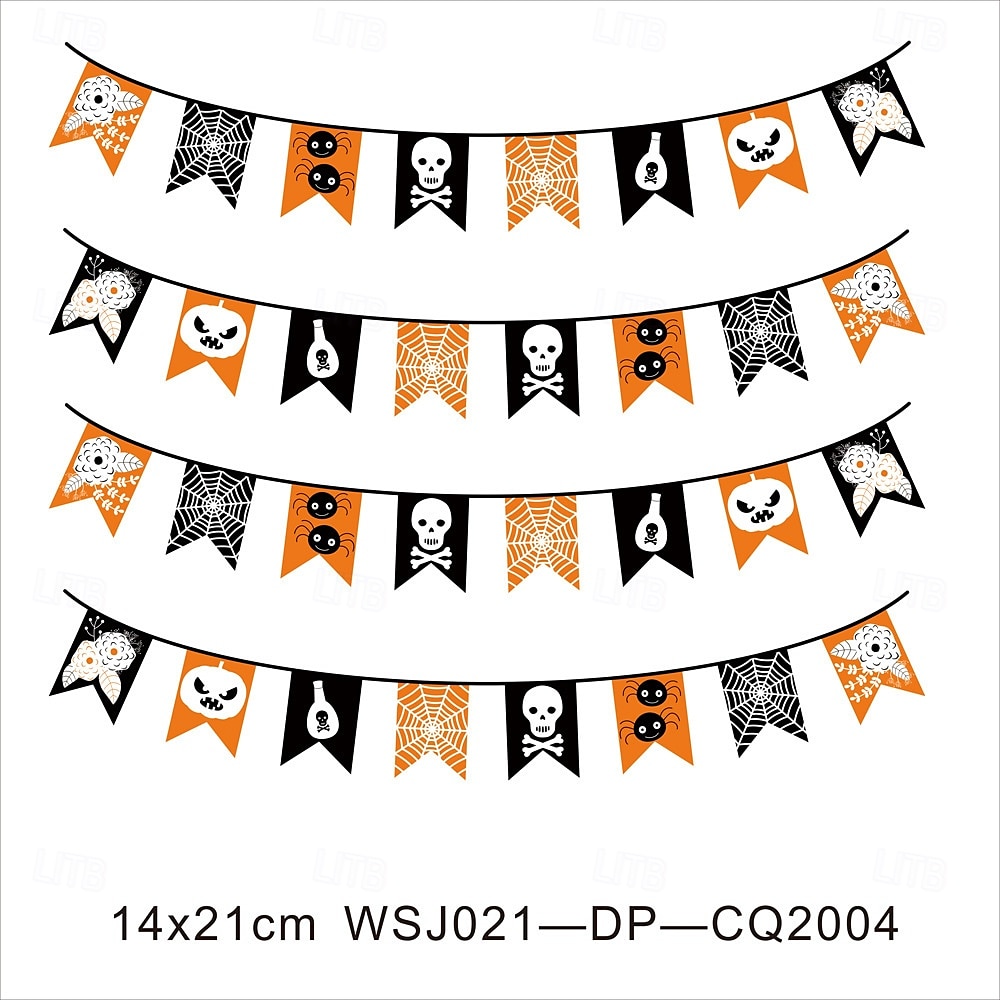 Banner de bandeirinhas de Halloween de 14x21/20x30 cm, decoração assustadora para festa de Halloween, banner de tecido durável com desenhos de fantasmas, abóboras e morcegos, decoração para pendurar em ambientes internos/externos para casa, escritório ou  de 2025 por $8.49 –P1