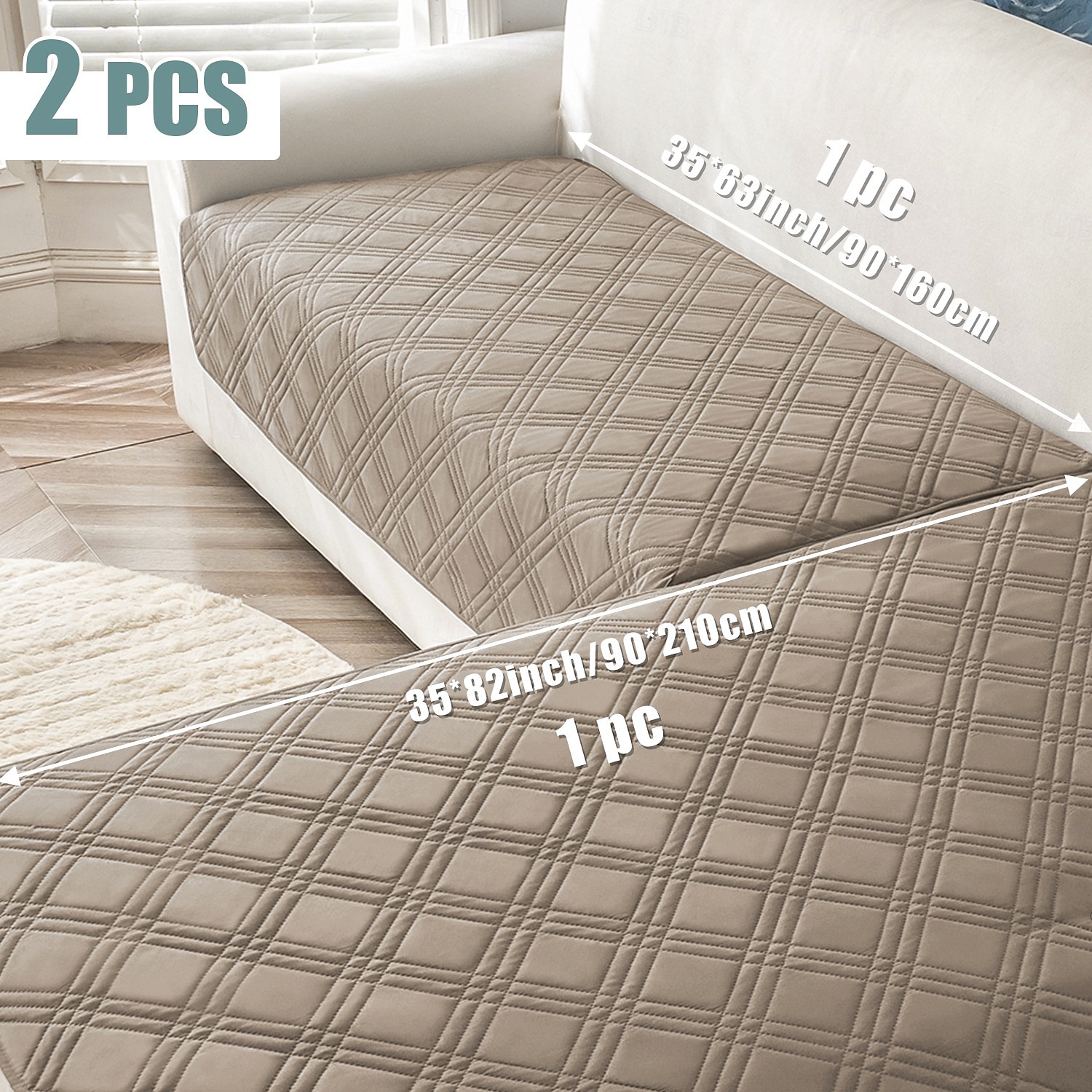 2pcs Modern Geometric L-Shaped Sofa Covers in Blue White Durable, Pet Friendly Couch Protectors with Quilted Design Machine Washable, Fits Sectional Sofas  Sofa Protection Cover Contemporary Sty 2025 - $39.99 –P9