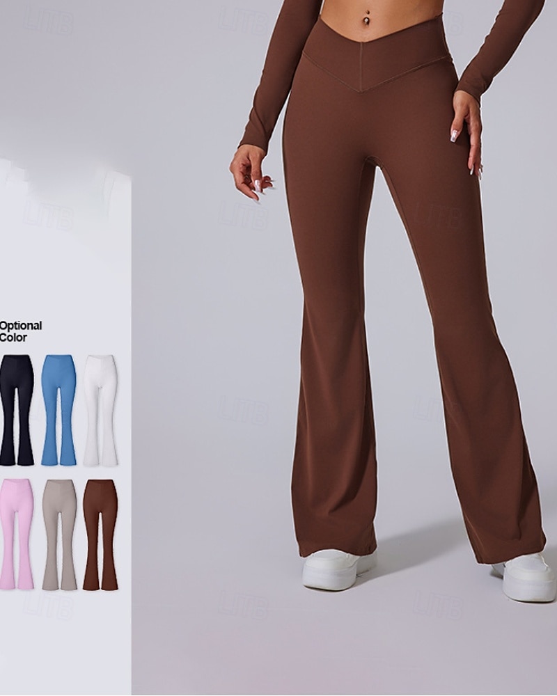 Women's pilates leggings fitness pants sport pants Flared Lightweight Pilates Running Fitness Pants Solid Color Black White Pink Fall Winter Sports Activewear Micro-elastic 2026 - $34.99 –P1