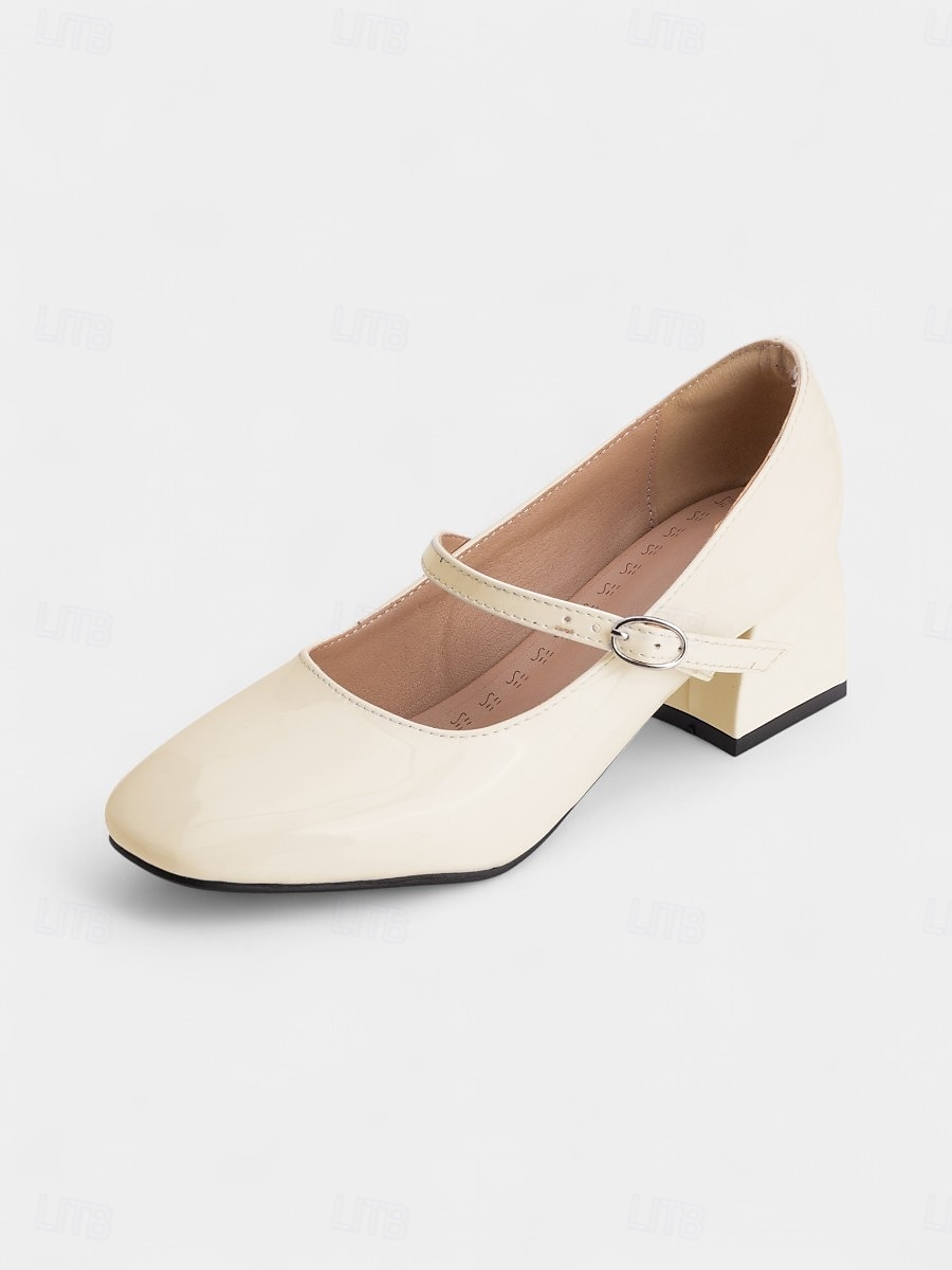 Dame vintage lyseblå lakksko med Mary Jane-blokkhæl – retro pensko i 1950-tallsstil for tenåringer og damer, ideelle for fester, skolearrangementer og hverdagslige elegante antrekk 2025 - $42.99 –P11