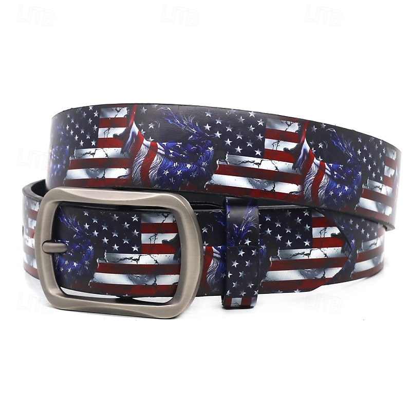 Herren Gürtel PU Blau Taillengürtel Straße Festival Farbblock 2025 - $27.99 –P5
