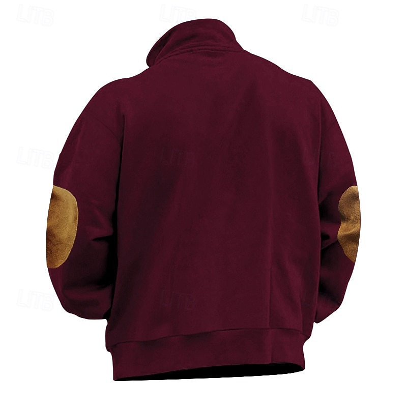 Men's Sweatshirt Quarter Zip Sweatshirt Black Wine Camel Light Grey Dark Gray Half Zip Color Block Sports & Outdoor Daily Holiday Polyester Streetwear Basic Casual Spring Autumn / Fall Clothing 2026 - $22.99 –P11