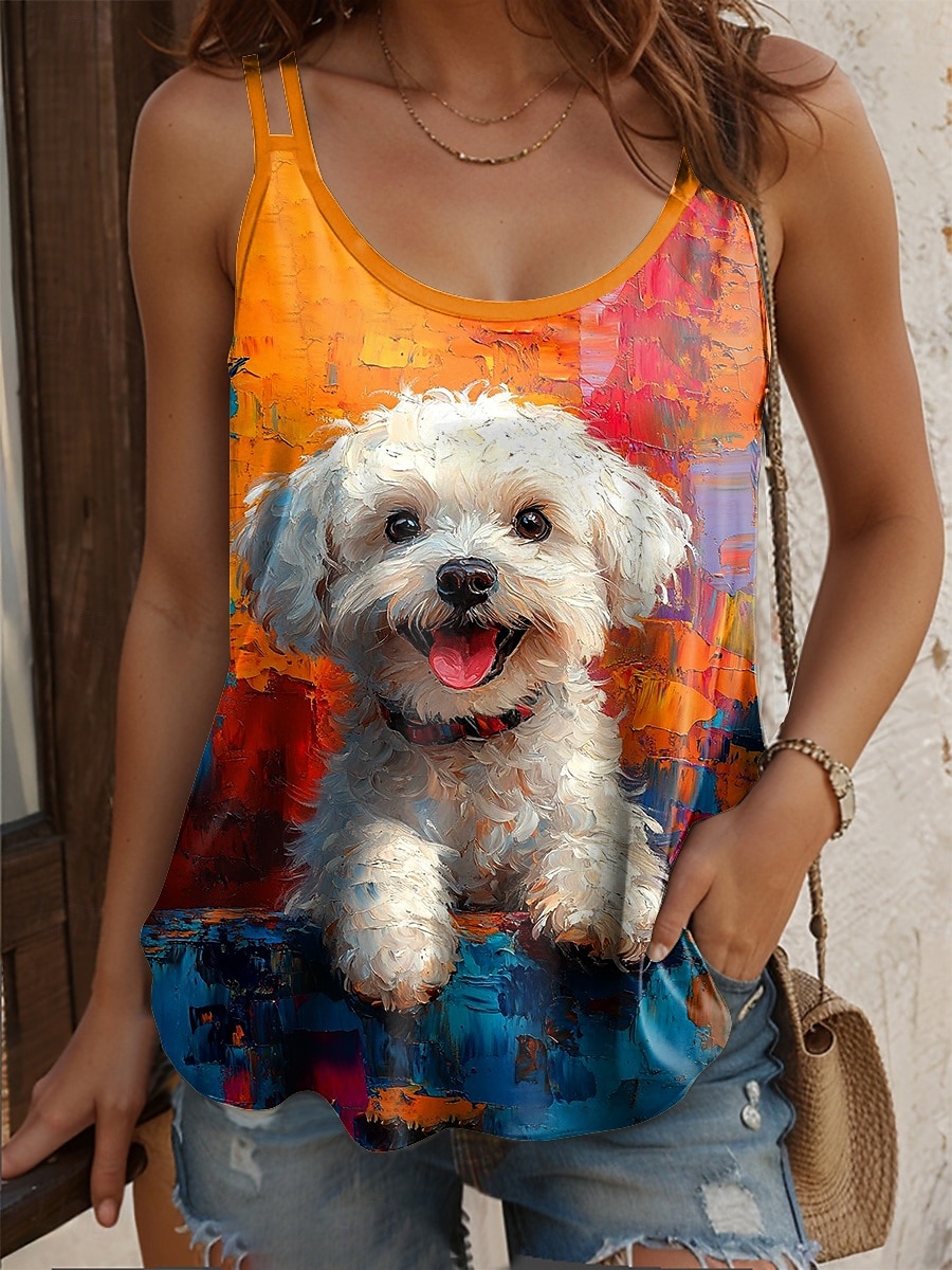 Pentru femei Camisole Tank Top Grafic Animal Stilat Casual Fără manșon Scoateți gâtul Topuri obișnuite Zilnic Concediu Imprimeu Verde salvie Albastru piscină Portocaliu Trifoi Vară Primăvară 2025 - $17.99 –P5