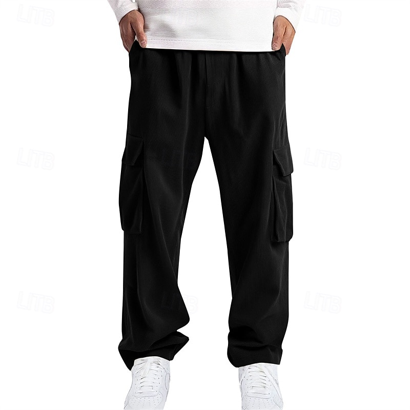 Men's Cargo Pants Trousers Corduroy Pants Multi Pocket Straight Leg Plain Wearable Daily Outdoor Camping & Hiking Fashion Classic Black Yellow 2026 - $27.99 –P4