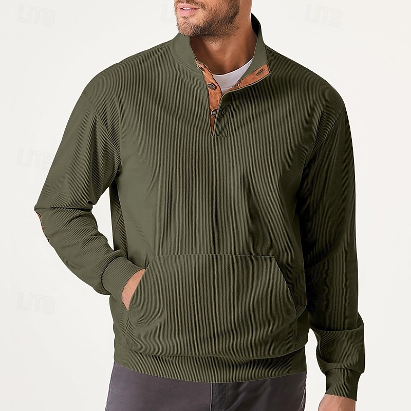 Men's Sweatshirt Button Up Hoodie Apricot Black Army Green Light Grey Coffee Standing Collar Plain Pocket Front Pocket Sports & Outdoor Casual Daily Streetwear Cool Sportswear Spring &  Fall Clothing 2025 - $30.99 –P3