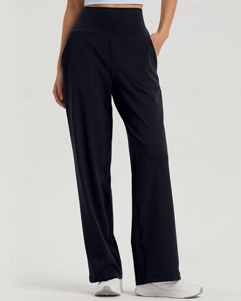 Damen Fitnesshose Pilates-Hosen Yogahose Mit Taschen Leicht Hohe Taille Fitnessstudio Pilates Zumba Unterteile Einfarbig Schwarz Weiß Dunkelmarine Herbst Sport Sportkleidung Mikroelastisch Lässiger 2025 - $35.99 –P14