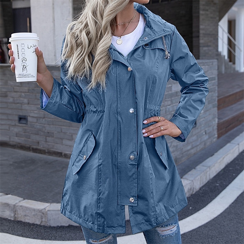 Damen Wanderjacke Regenjacke Regenmantel Außen Wasserdicht Winddicht Wanderoutfits Wanderbekleidung Frühling Herbst Oberteil Baumwolle Camping / Wandern / Höhlenforschung Laufen Einfarbig Dunkelgrau 2025 - $35.99 –P1