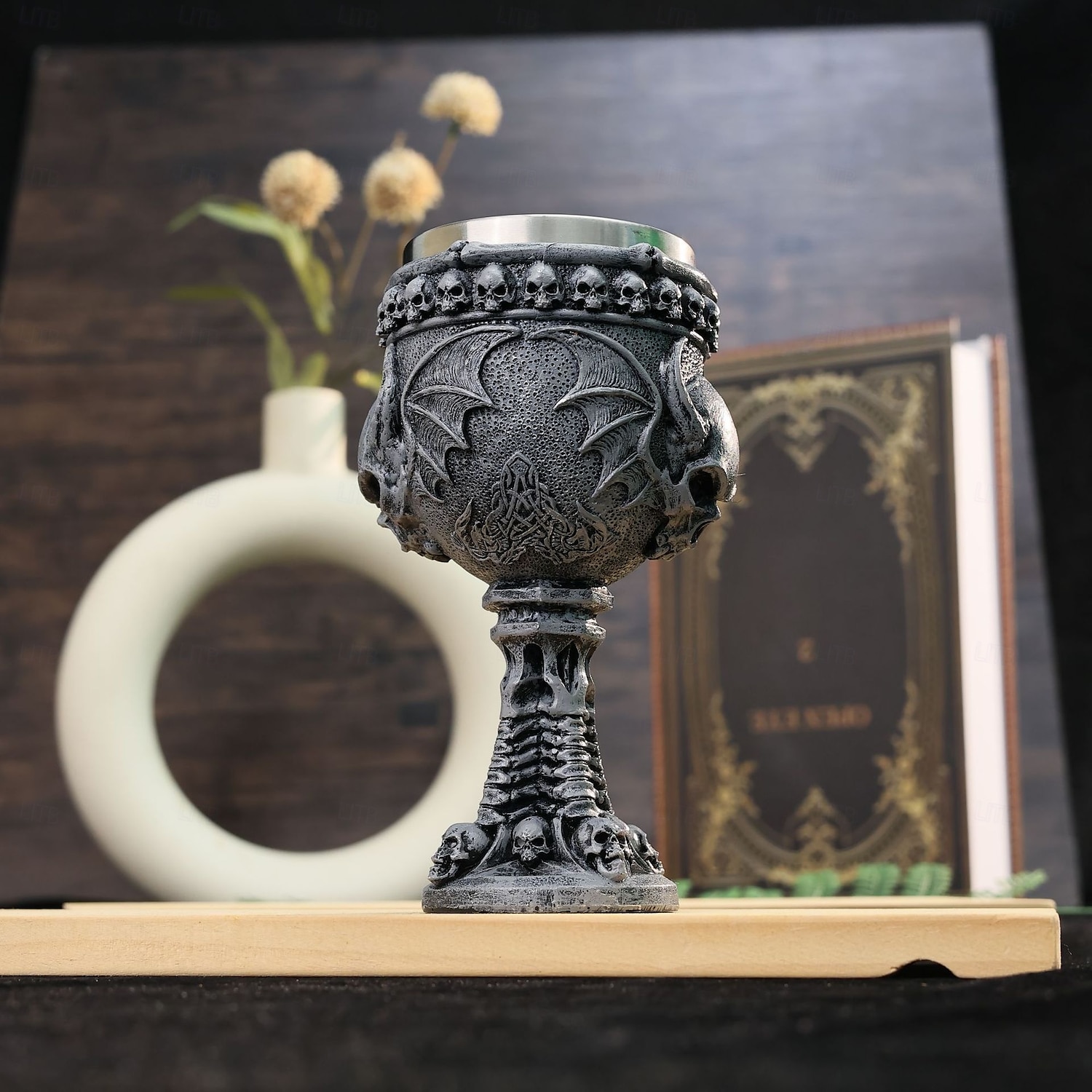 Taça de vinho com esqueleto de Halloween, taça de vinho tinto com caveira de diabo gótico e forro de aço inoxidável, decoração assustadora de Halloween para festa ou presente de 2025 por $19.99 –P5