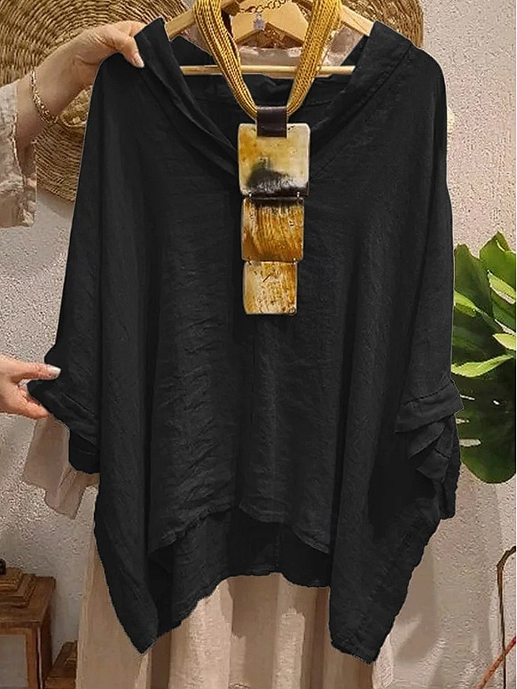 Per donna Blusa Tinta unica Elegante Casual Mezza Manica Scollo a V Top Regolari Quotidiano Ferie Nero Bianco Giallo Blu marino Arancione Estate Autunno del 2025 a $32.99 –P4