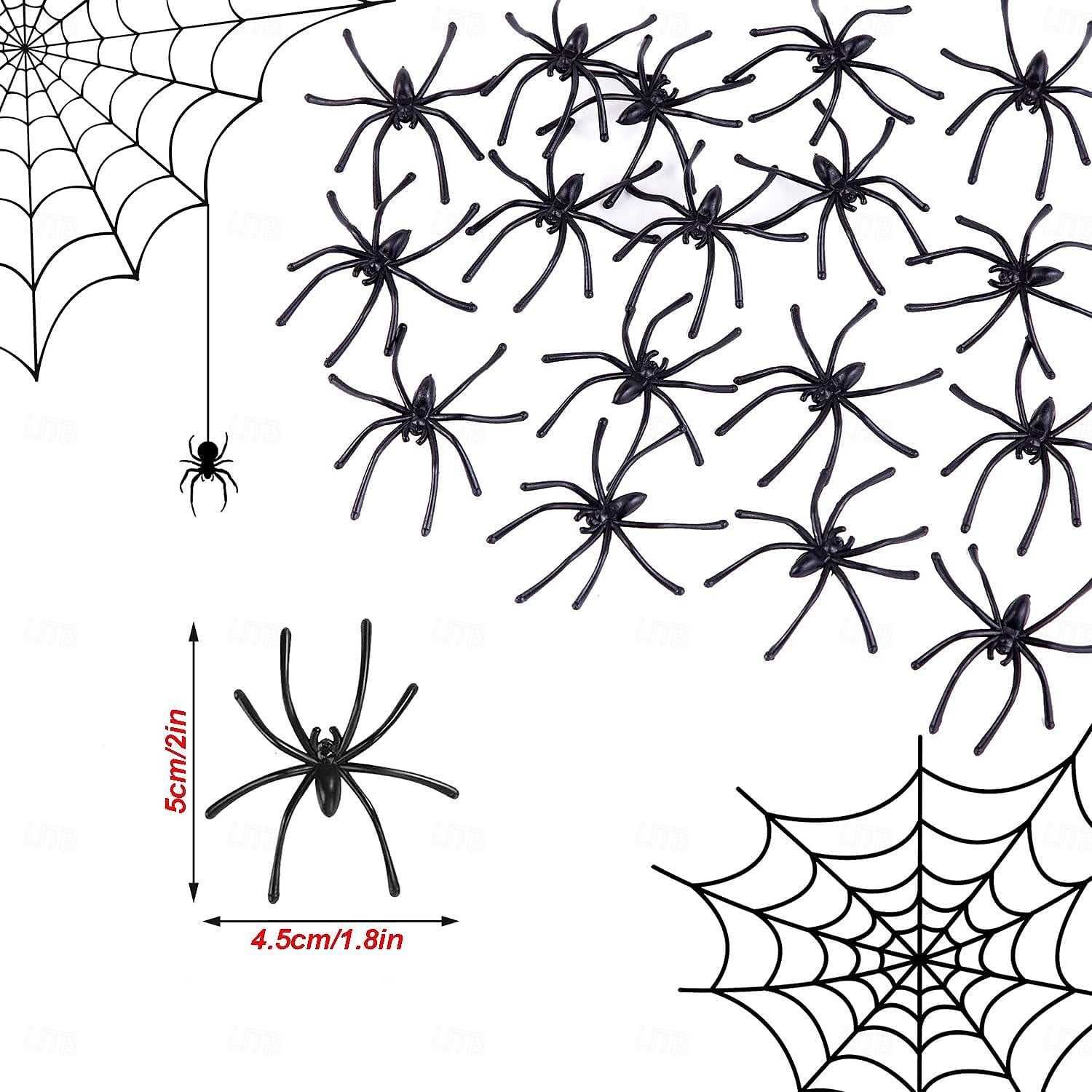 100 Stück Halloween-Spinnen, realistisch, aus schwarzem Kunststoff, kleine Spinnenspielzeuge, falsche Spinnen, Streich-Requisiten für Halloween, Heim- und Partydekorationen 2025 - $7.99 –P1