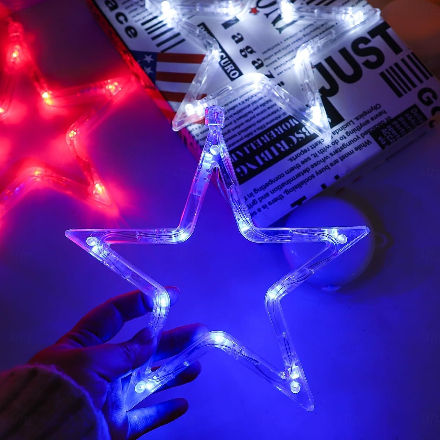 3 Pcs Patriotic Hanging Lights July 4th Independence Day Red, White, Blue Pentagram Suction Cup Window Light AAA Battery Box Party Patriotic Atmosphere Decorative Light American Flag 2025 - $14.99 –P13
