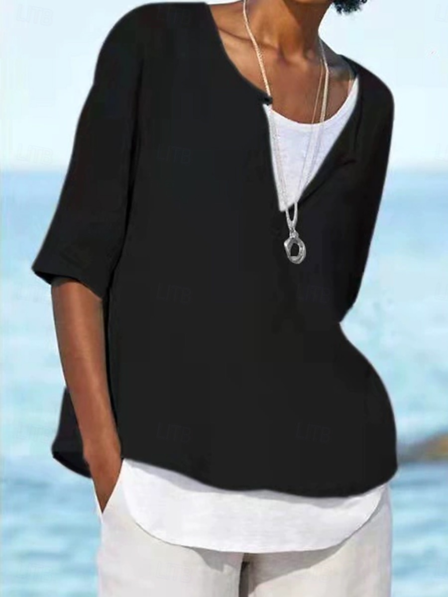 Damen Hemd Einfarbig Einfach Täglich Lässig Kurzarm V Ausschnitt Einkerbiger Ausschnitt Crop Tops Täglich Ferien Strandbekleidung Erröten Sie Rosa Schwarz Weiß Gelb Himmelblau Sommer Frühling Herbst 2025 - $16.99 –P5