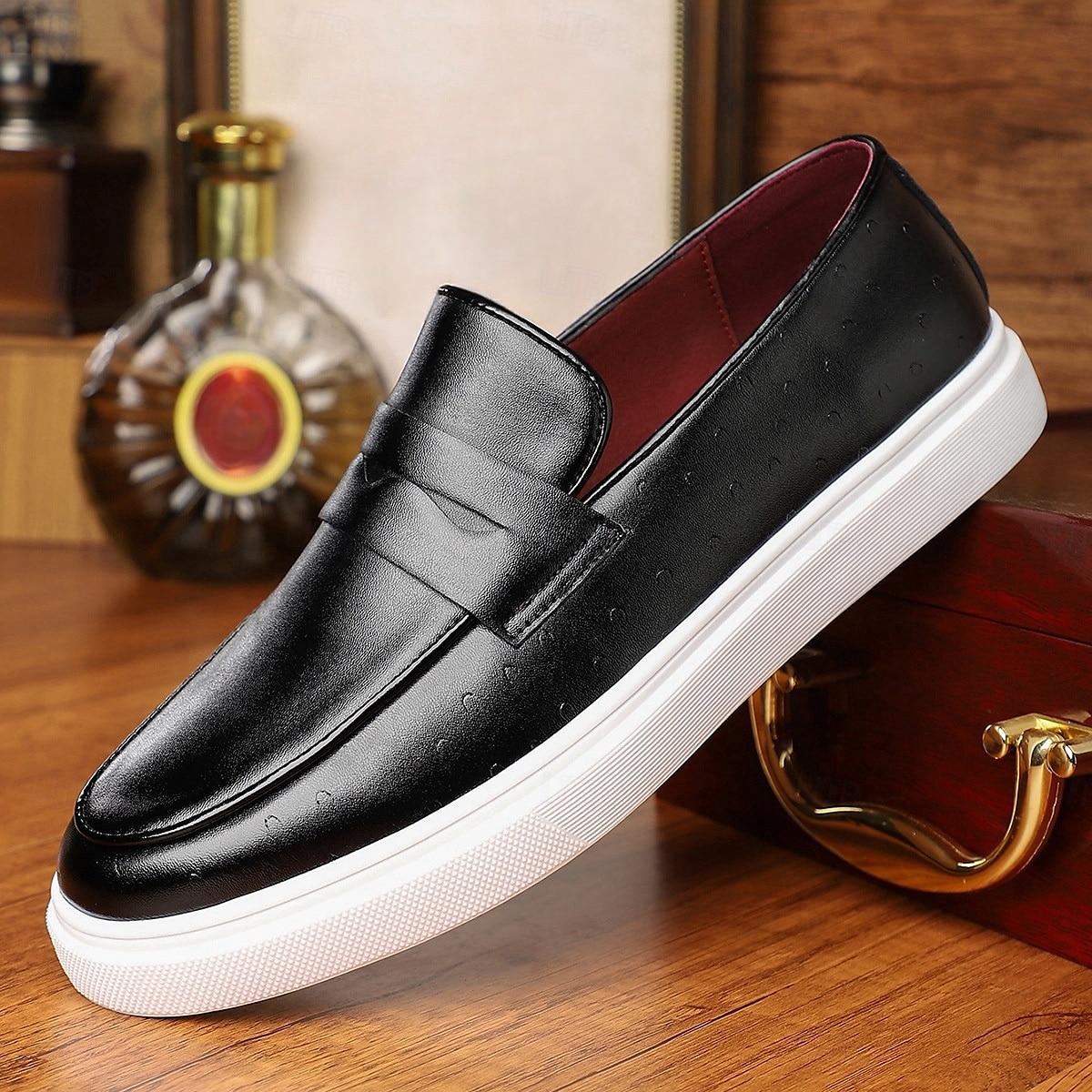 Brune penny loafers til herre – glatt overflate med hybridsåle, slip-on smarte fritidssko for kontor, reise og urban stil 2025 - $42.99 –P1
