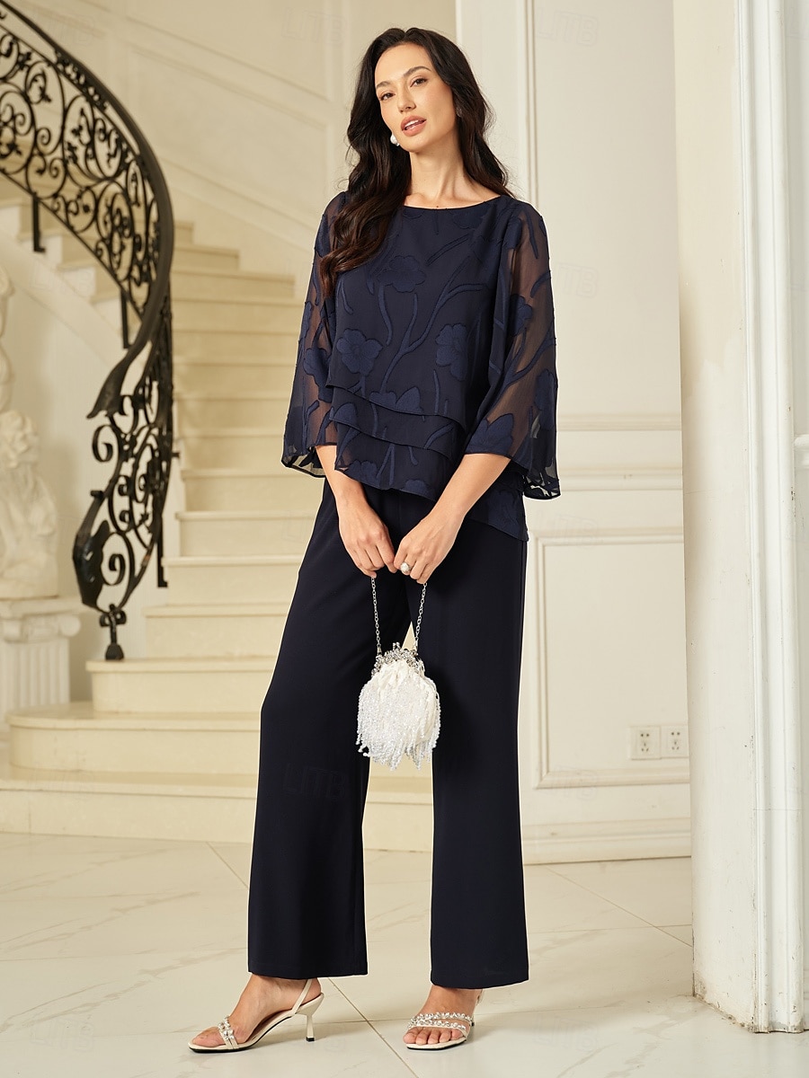 Dames Kanten overhemd Blouse Geklede topjes Chiffon-topjes Effen Kleur Bloemig Grafisch Elegant Stijlvol Basic Halve mouw Flutter mouw Boothals Normale tops Bruiloft gast Werk Dagelijks Asymetrische 2025 - $49.99 –P4