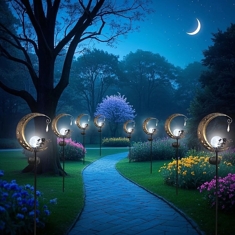 1 pz luce solare da giardino luce decorativa per esterni luce luna fata angelo luce da prato luce calda impermeabile luce a led per villa cortile canale prato terrazza decorazione da giardino del 2026 a $25.99 –P6