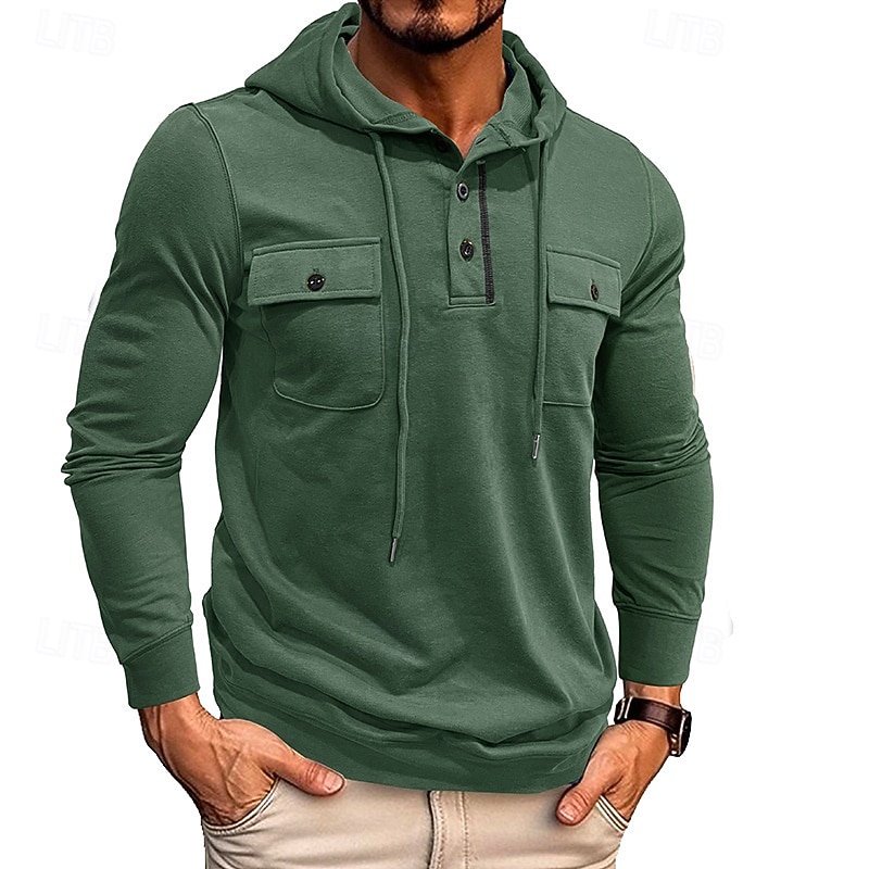 Men's Hoodie Black Army Green Green Dark Gray Coffee Hooded Plain Pocket Sports & Outdoor Daily Holiday Polyester Streetwear Basic Casual Spring Autumn / Fall Clothing Apparel Hoodies Sweatshirts  2026 - $30.99 –P13
