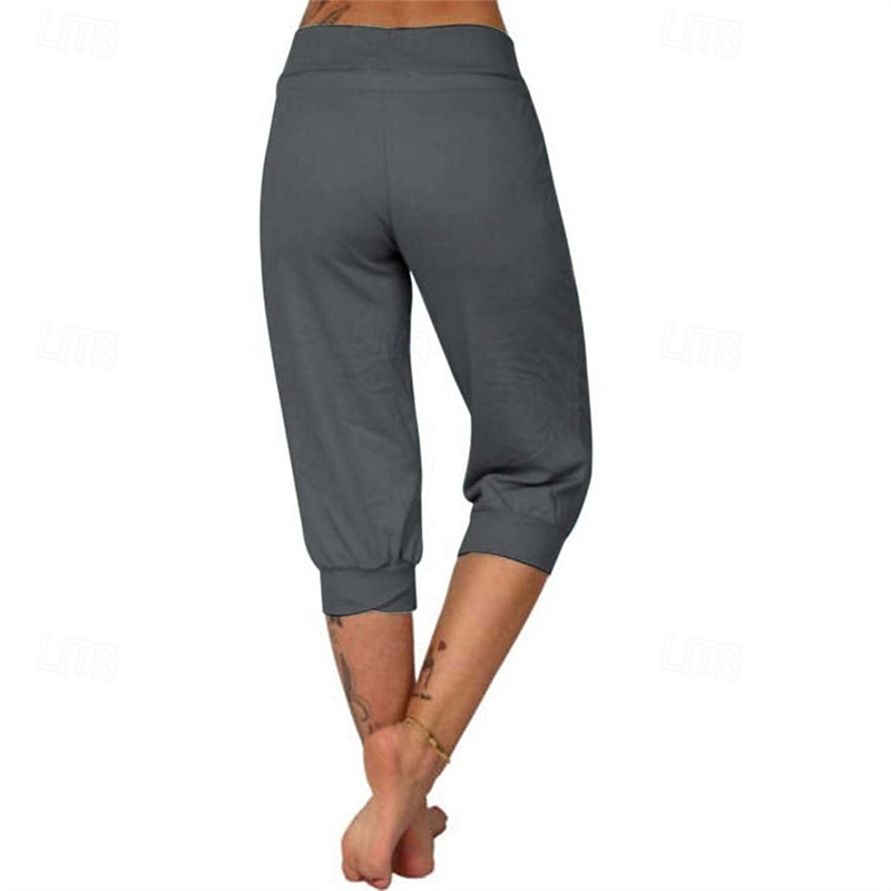 Dame Capri-bukser Søndagsshorts Gatemote Fritid Kalv lengde Medium Midje عادي Elastisk midje Snorer Pusteevne Myk Mikroelastisk Feriereise Gate Dagligdagstøy Svart Rosa Navyblå Grønn Sommer Normal 2025 - $16.99 –P9