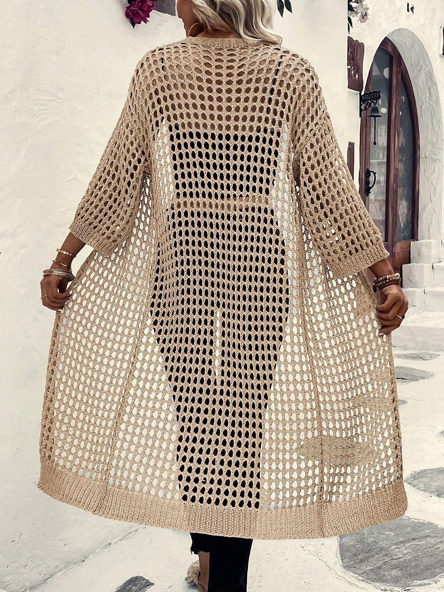 Femmes Veste Décontractée Respirant Confortable Découpé Occasionnel Uni Vacances Rue Occasionnel Tenue quotidienne Ouvert devant Long Sans Col Coupe régulière Manche 3/4 Vêtements d'extérieur Noir de 2025 ? $29.99 –P2