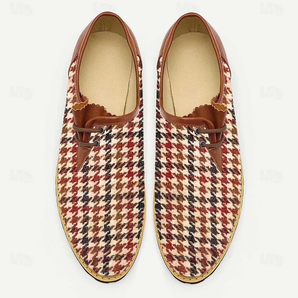 Men's Houndstooth Jacquard Fabric Loafers – Stylish Vintage Casual Shoes for Daily Walking, Weekend Outings, Bavarian Beer Festivals and Comfortable Everyday Wear 2025 - $46.99 –P4