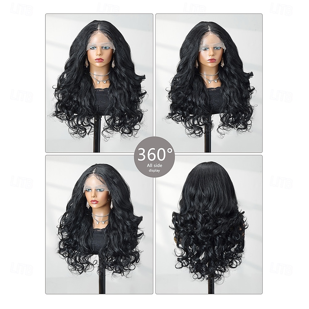 Synthetic Lace Wig Body Wave Style 22 inch Black Middle Part 13x6 Lace Front Wig Women's Wig Black 2026 - $81.99 –P7