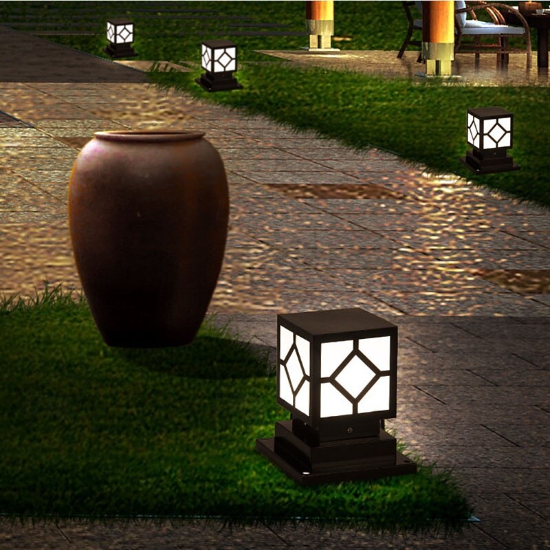 Lámpara de poste para exteriores, moderna lámpara de columna para entrada de patio, carcasa de metal, 110-240 V, 5 W 2025 - $160.99 –P5