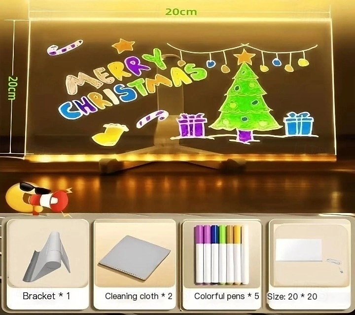 LED Note Board with Colors, Glowing Acrylic Message Marker Board, Illuminating Dry Erase Board with Sturdy Stand, Memo Letter Board with Interactive Light, White Board for Idea Generation 2025 - $14.99 –P1