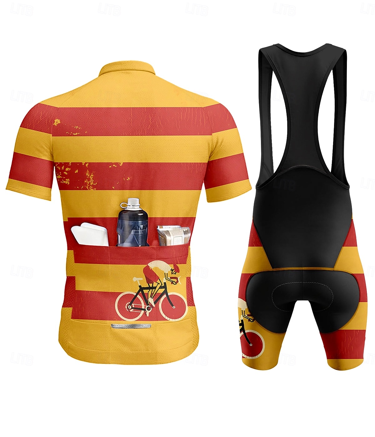 Homens Camisa com Bermuda Bretelle Manga Curta Laranja Moto Esportes Gráfico Linhas / Ondas Riscas Roupa de 2025 por $54.99 –P2