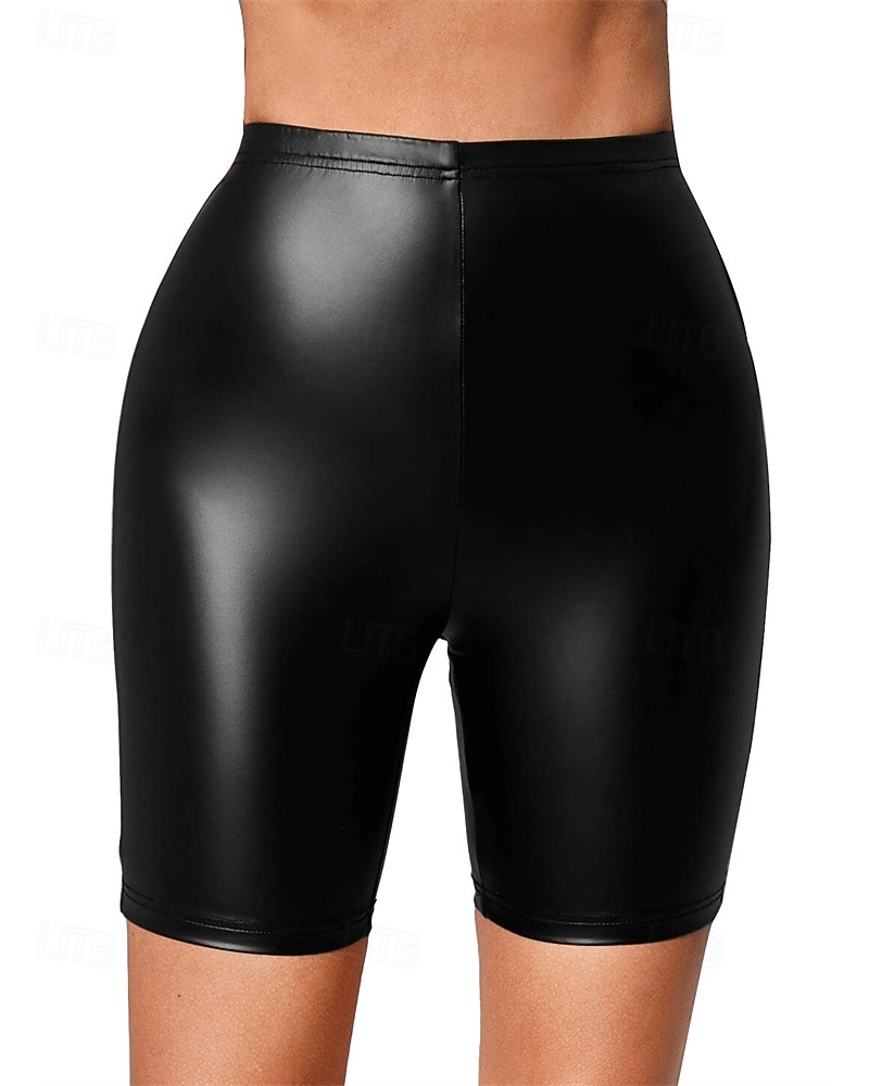 Women's Shorts Leggings Streetwear Casual Short High Waist Plain Elastic Waist Breathability Stretchy Vacation Street Daily Wear Black Summer Regular Fit 2025 - $14.99 –P1