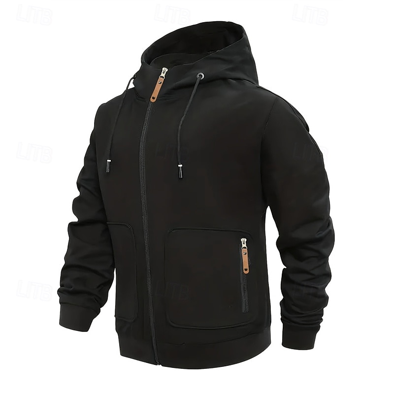 Pánské Kapuce Mikina s kapucí na zip Černá Fialová Námořnická modř Khaki Světle šedá Kapuce Bez vzoru Kapsy Sporty a outdoor Denní Dovolená Polyester Šik ven Základní Na běžné nošení Jaro Podzim 2026 - $28.99 –P5