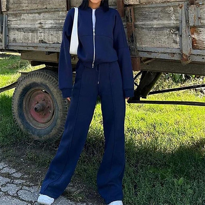 Mujer Tracksuit Sudadera Conjunto de Ropa Deportiva Bolsillo Color sólido Trajes de Yoga Otoño Invierno Negro Blanco Gimnasio Rutina de ejercicio Deportes Mantiene abrigado Resistente al Viento Suave 2026 - $31.99 –P4