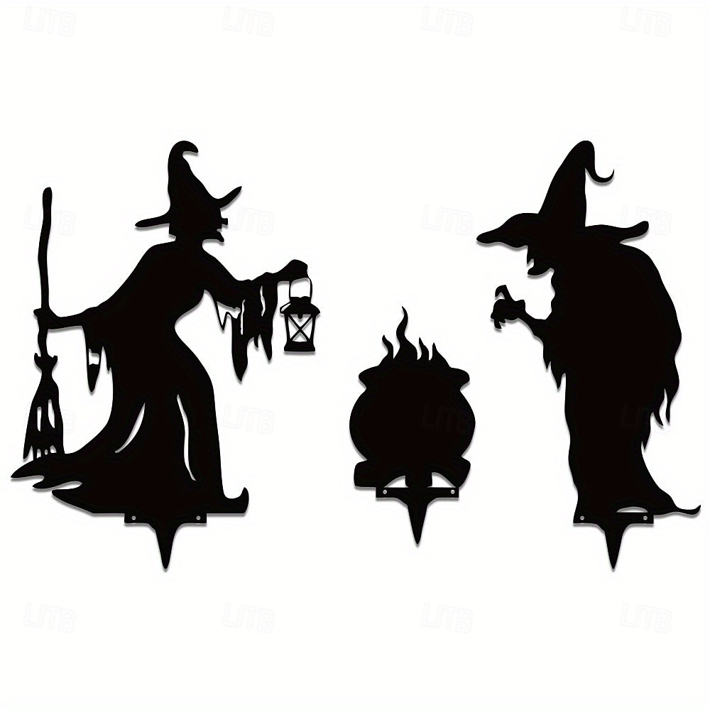 Decorazioni da giardino in metallo con streghe di Halloween festive, 3 streghe spettrali per decorazioni da esterno - picchetti da giardinaggio senza batteria, decorazioni da giardino in metallo del 2025 a $71.99 –P11