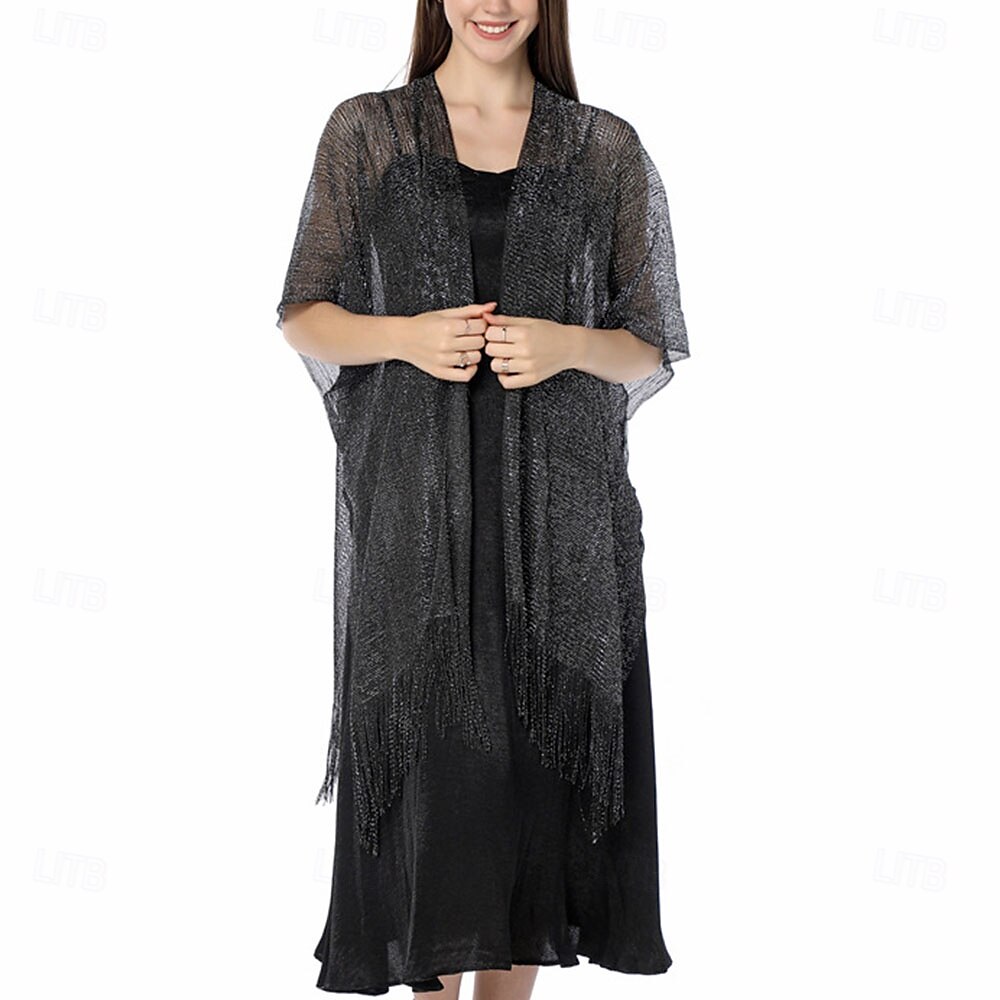 Capa Elegante de Proteção Solar para Mulheres com Mangas Curtas em Seda Imitada com Cor Pura para Casamento de Verão de 2025 por $20.99 –P16