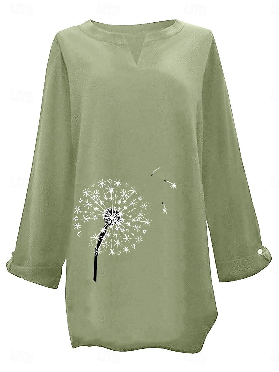 Dames Katoenen linnen overhemden Bloemig Basic Casual Lange mouw Overhemdkraag Normale tops Dagelijks Afdrukken Blozend Roze Marineblauw Fuchsia Groen Zomer Herfst 2025 - $28.99 –P7
