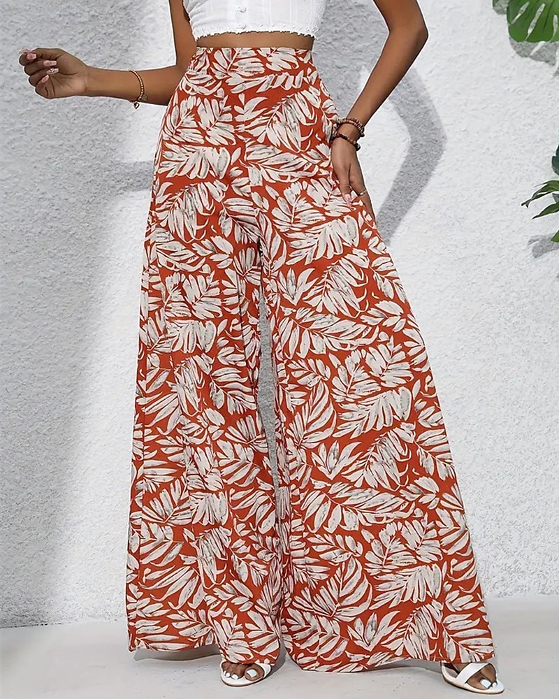 Per donna Gamba larga Pantaloni Casual Boho Lunghezza intera Vita Alta Piante Tasca Design con Coulisse Elastica Traspirabilità Morbido Micro-elastico Vacanza Streetwear Abbigliamento quotidiano del 2025 a $17.99 –P19