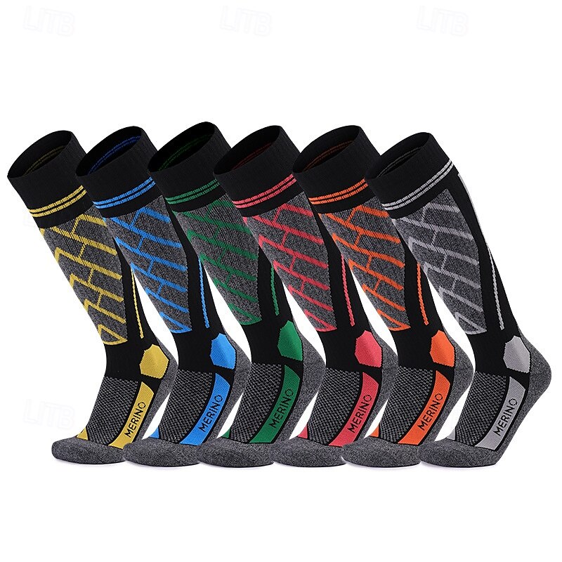 1 Par Hombre Mujer calcetines de lana merino Calcetines de senderismo Calcetines para correr Mantiene abrigado Transpirable Anti ampollas Grueso Invierno Al aire libre Sobre la pantorrilla Retazos 2025 - $17.49 –P1