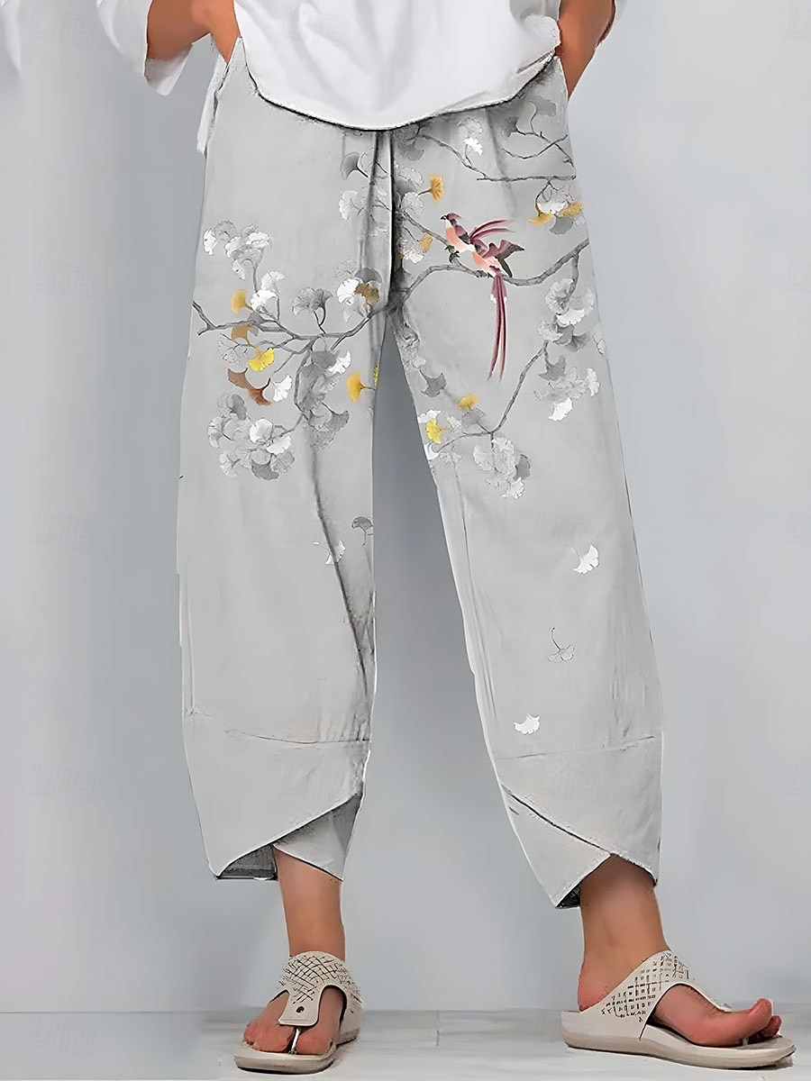 Femmes Jambe large Chinos Pantalons Amples ancien Basique Occasionnel Longueur cheville Taille haute Fleuri Graphique Patchwork Cordon de serrage Impression Respirant Non Elastique Extérieur Vacances de 2025 ? $20.99 –P3
