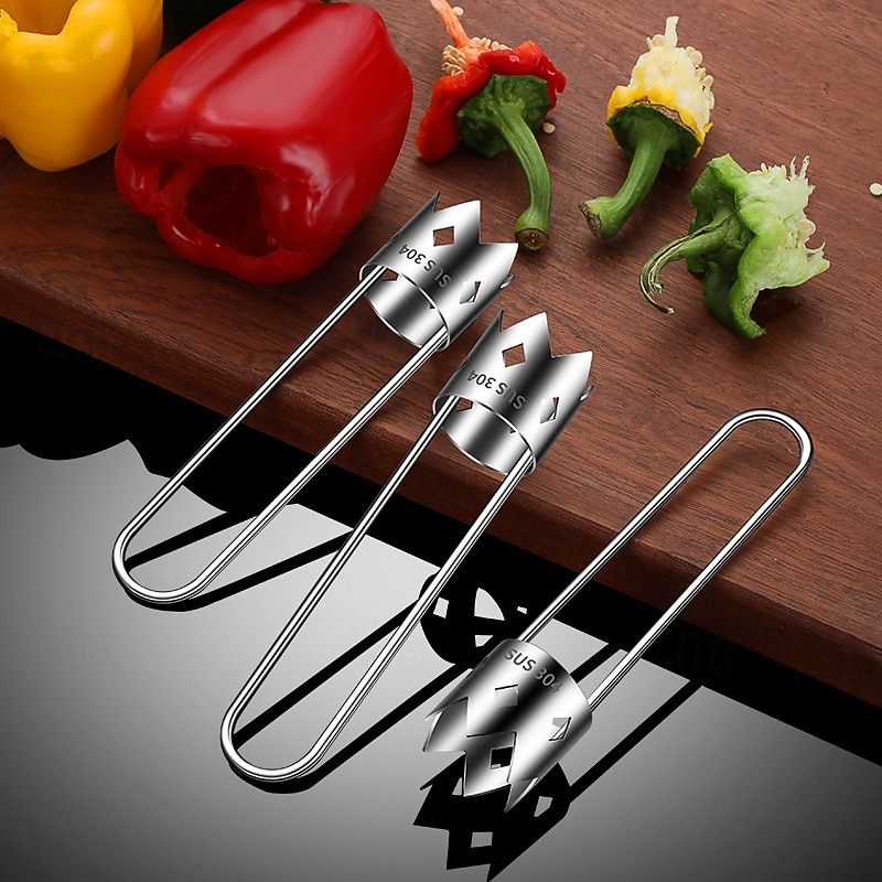 Fruit and Vegetable Corer Tool, Stainless Steel Fruite, Apple Core Remover with Ergonomic Handle, Red Bell Pepper Corer Tool for Vegetables Fruit Kitchen Gadget 2025 - $11.99 –P8