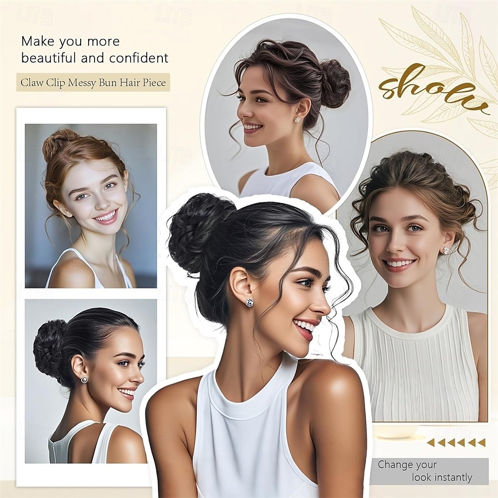 Messy Bun Hair Piece Wavy Claw Clip Messy Bun Hair Clip Synthetic Fake Buns Hairs Extensions Soft hairs buns Hairpieces for Women Daily Wear 2025 - $9.49 –P4