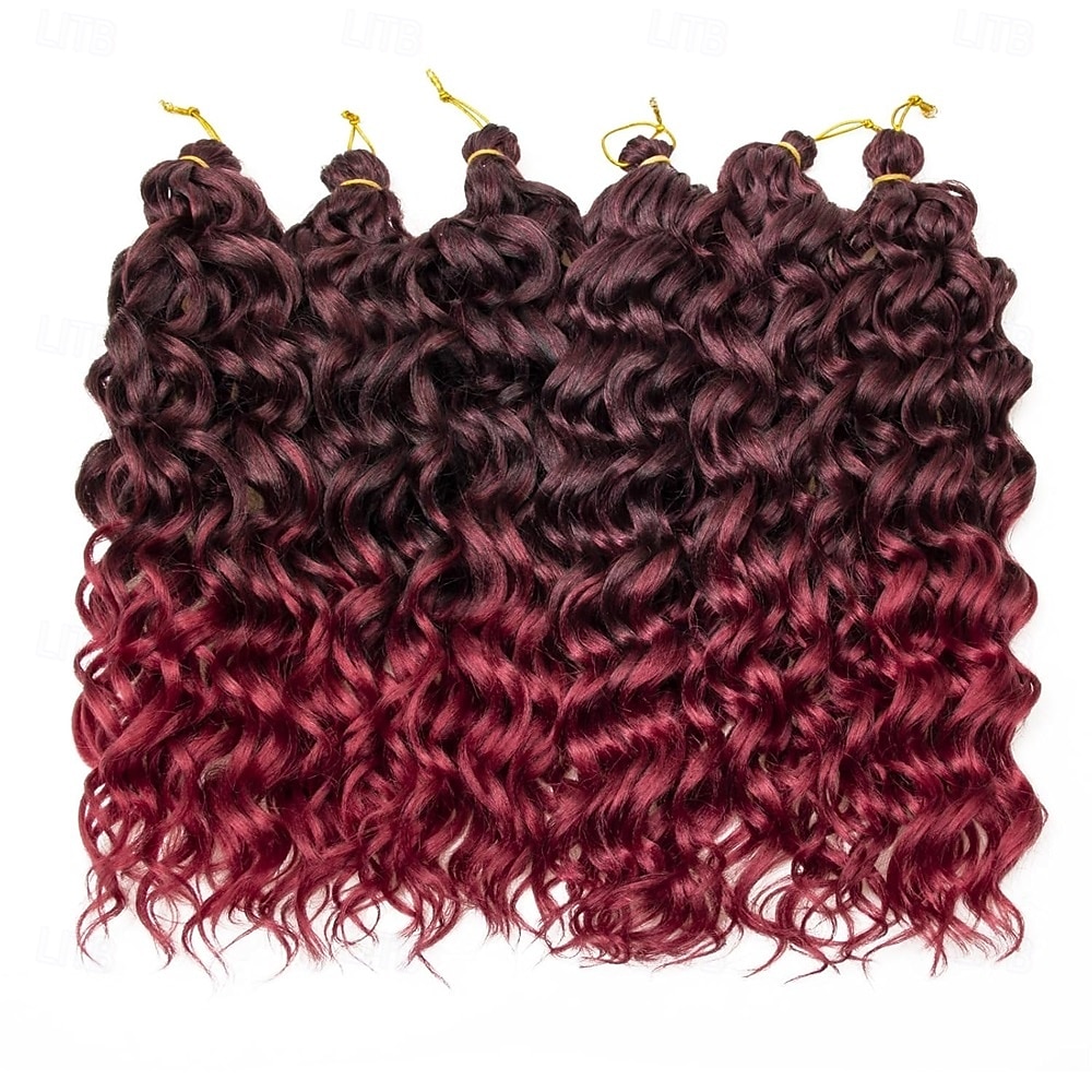 Capelli ricci e ondulati all'uncinetto, 24 pollici, per donne, con trecce hawaiane bordeaux, capelli sintetici, treccia bohémien all'uncinetto, extension per capelli all'uncinetto con onde d'acqua. del 2025 a $49.99 –P2